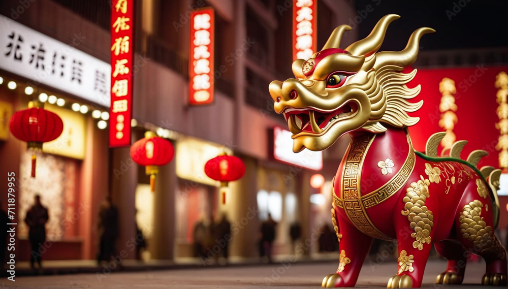 chinese new year background , year of the dragon , chinese lanterns, lunar new year