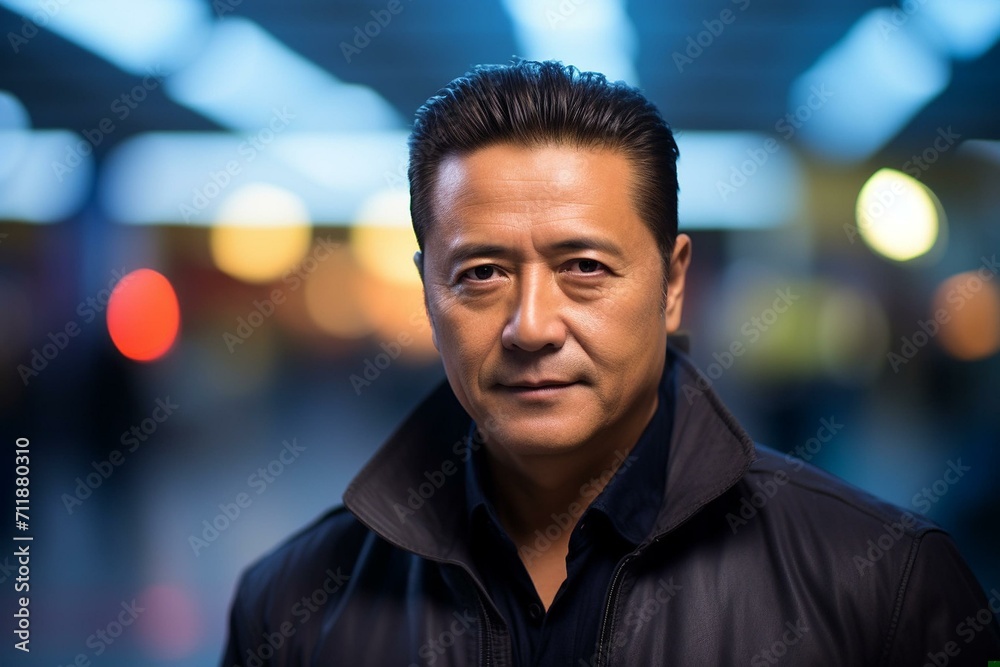 Intense Portrait of a Man with Urban Bokeh Background