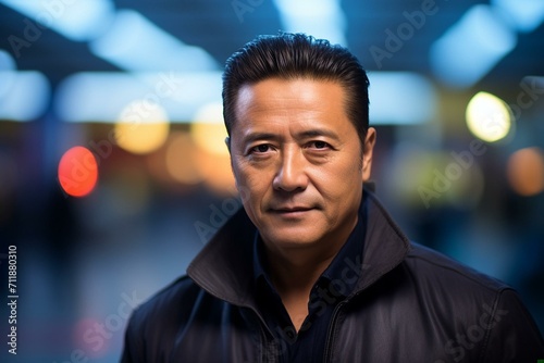 Intense Portrait of a Man with Urban Bokeh Background