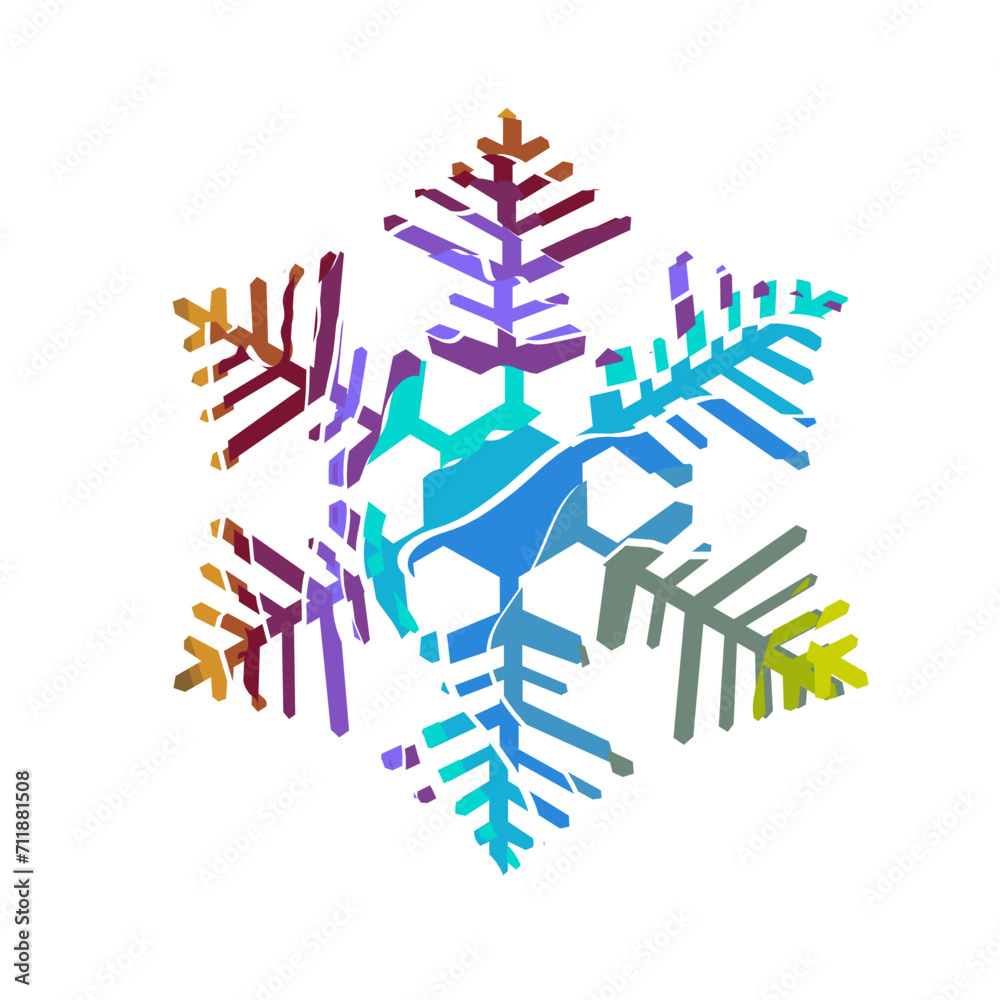 Author's design of white hexagonal vector snowflake made of wavy elements Author's design of white hexagonal vector snowflake made of wavy elements
