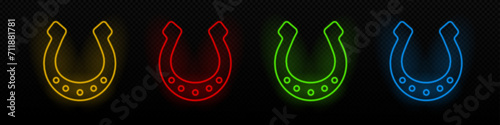horseshoe neon vector icon. horseshoe glowing laser lamp symbol
