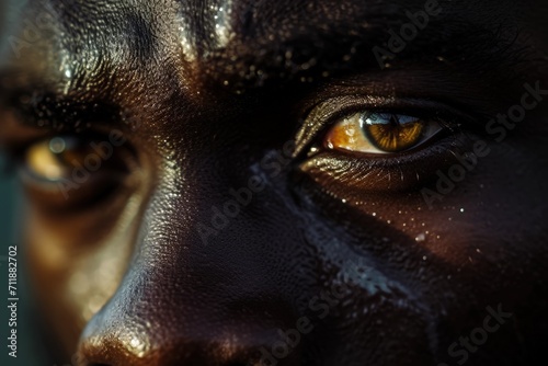 Close Up of Persons Face With Yellow Eyes