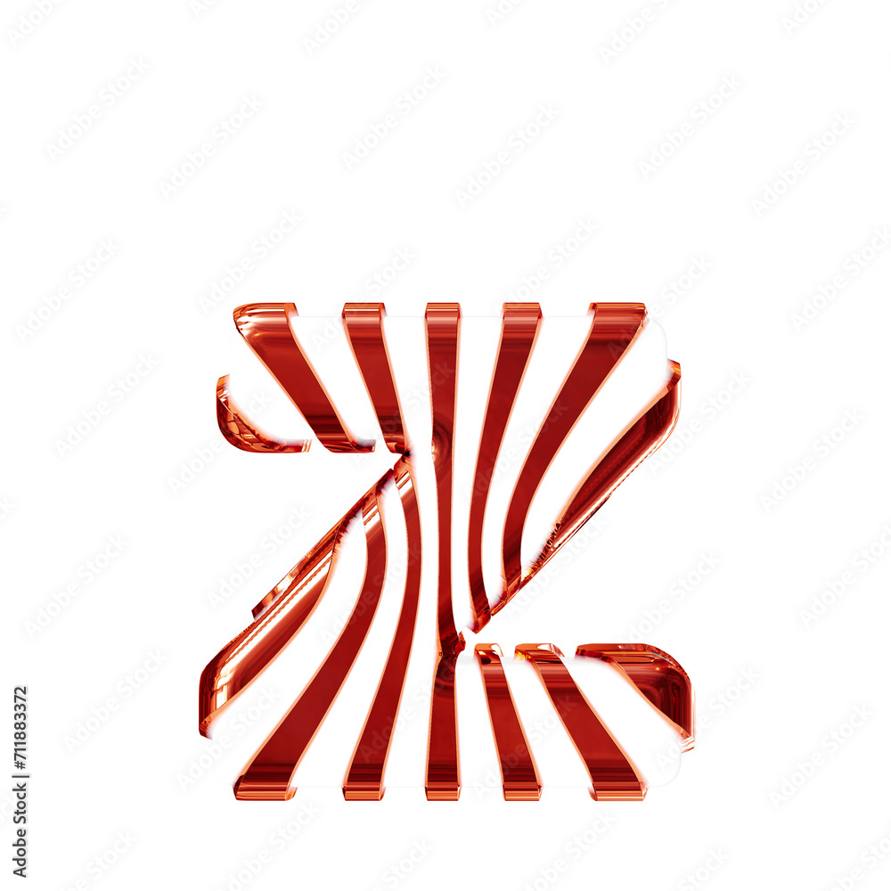 White symbol with red thin vertical straps. letter z White symbol with red thin vertical straps. letter z