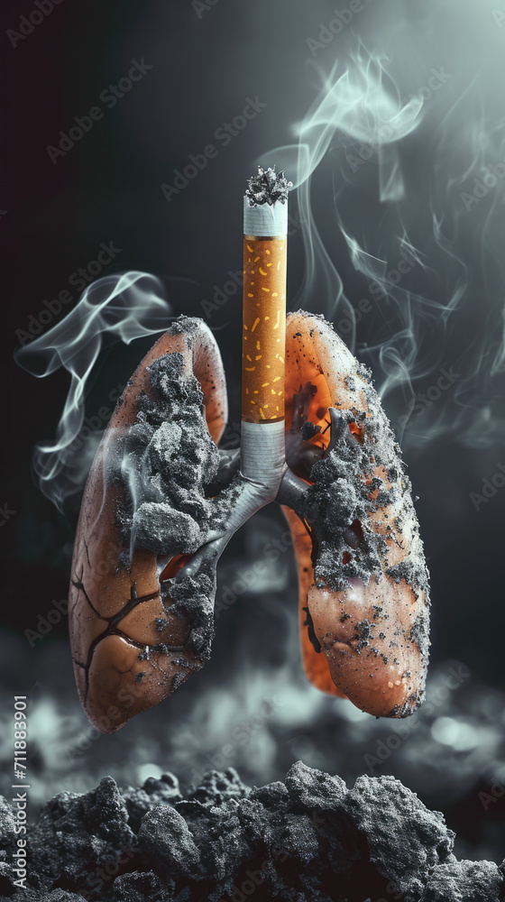 visual concept of No Smoking Day, harmful effects of cigarettes on ...