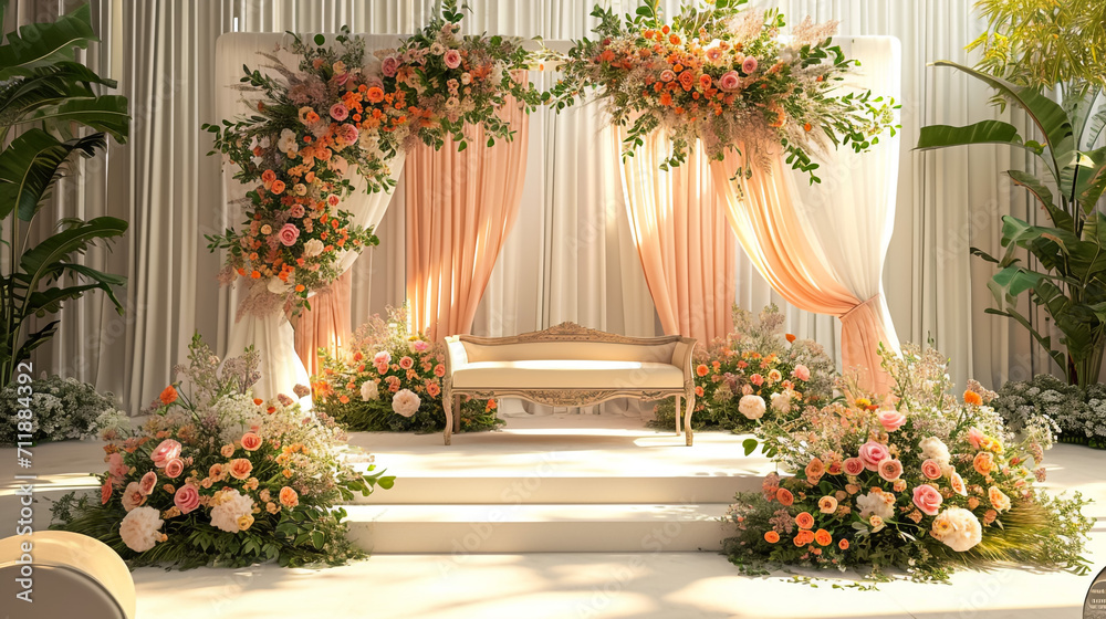 luxury stage decoration with lovely flowers