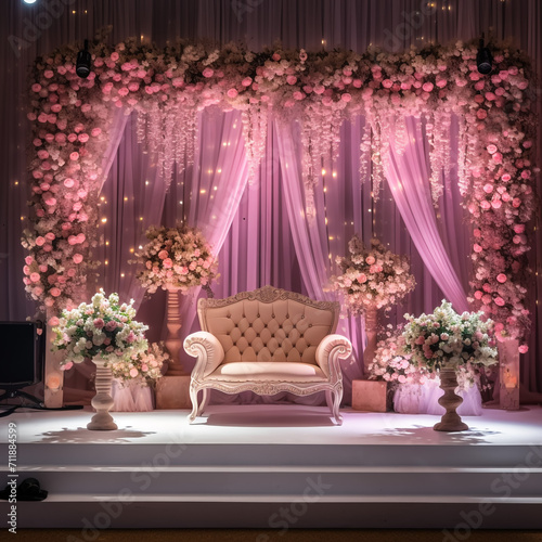 luxury stage decoration with lovely flowers