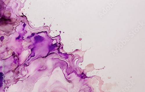 splash, Abstract watercolor paint background by dark khaki and medium violet with liquid fluid texture for background, banner. Liquid multi-colored paint falls, spills and splatters, seamless