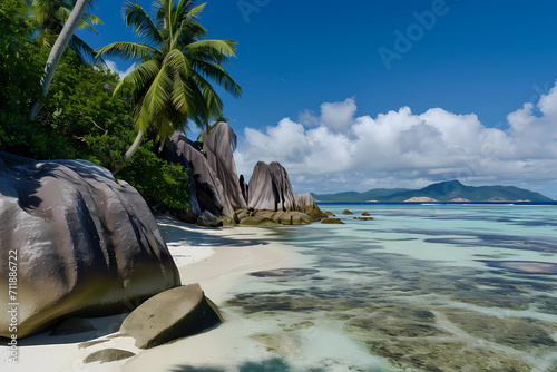 Anse Source d Argent  Seychelles - With unique granite boulders  powdery pink sand  and vibrant coral reefs  Anse Source d Argent is a stunning beach nestled on La Digue Island
