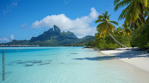 Matira Beach, Bora Bora, French Polynesia - Situated on the romantic island of Bora Bora, Matira Beach features soft, ivory-white sand and a tranquil lagoon with mesmerizing shades of blue