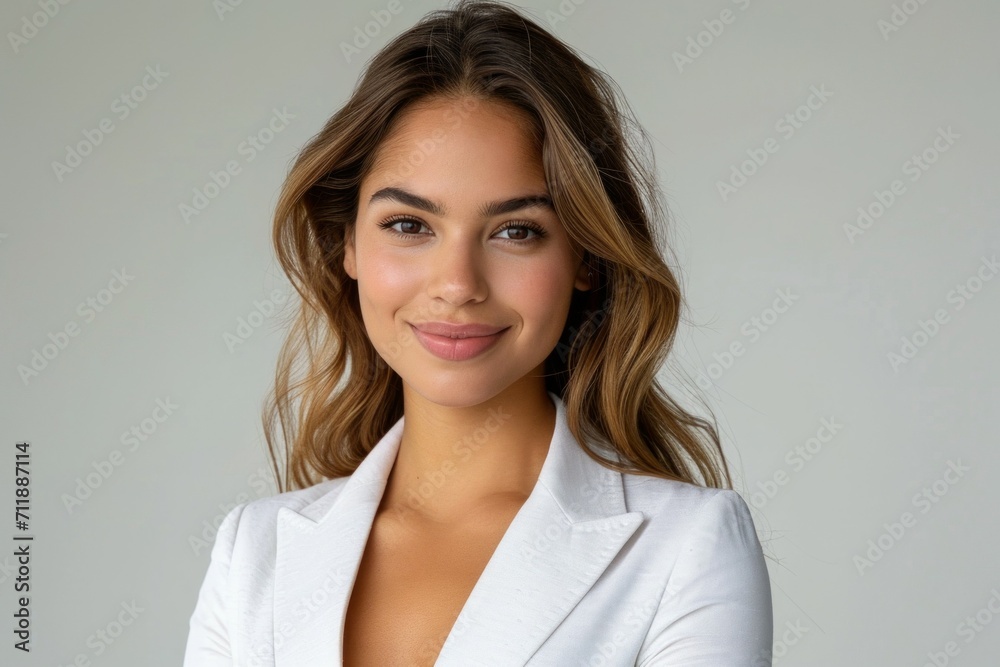 Portrait of a woman. Background with selective focus and copy space Portrait of a woman. Background with selective focus and copy space