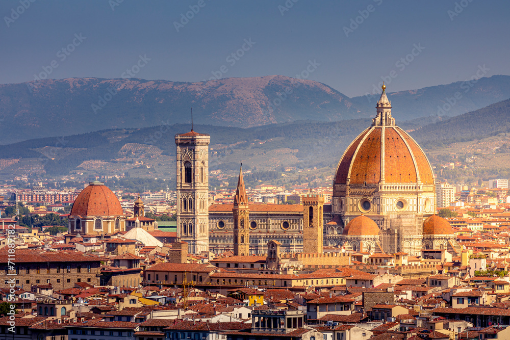 Florence, Italy - July 17, 2023: Duomo,  Santa Maria del Fiore cathedral in Florence, Italy