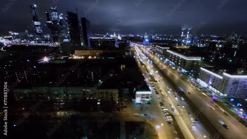 Cityscape with skyscrapers complex and transport traffic Cityscape with skyscrapers complex and transport traffic