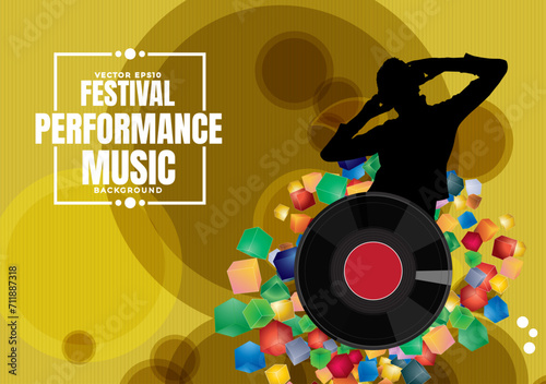 Party background with dancing people - vector illustration
