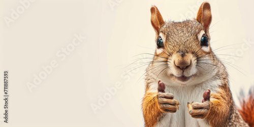 A cute squirrel smiles and gives a thumbs-up in a wide banner with a clean, single-colored background.
