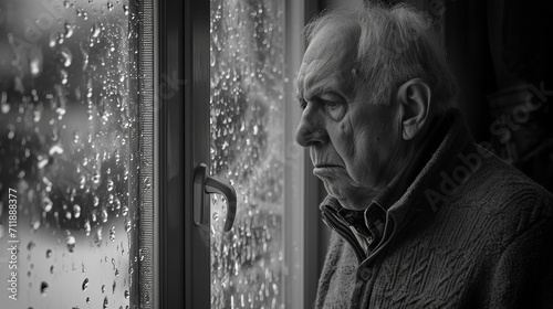 Black and white portrait of an elderly man