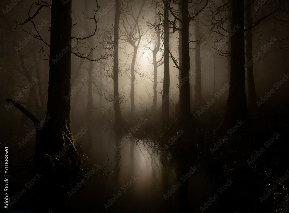 Obraz premium Dark foggy forest