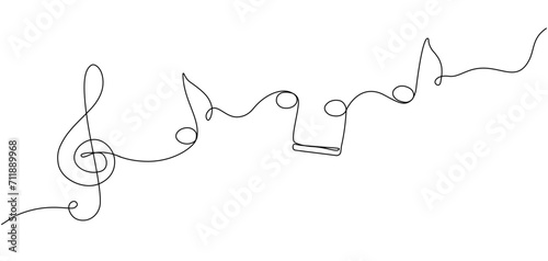 Continuous line violin key icon. Concept of abstract lines of musical notes in simple linear style. Editable stroke. Vector illustration