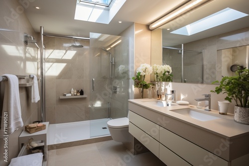 Ensuite bathroom with natural lighting and modern fixtures