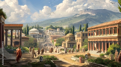 Obraz na plátně beautiful illustrations of ancient rome