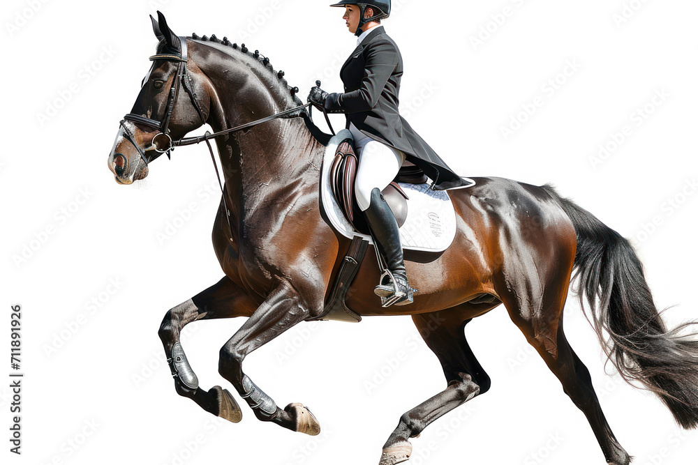 Equestrian sport - dressage (isolated on white)