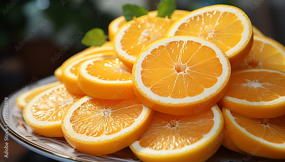 Freshness and vitality in a vibrant, juicy, citrus fruit salad generated by AI Freshness and vitality in a vibrant, juicy, citrus fruit salad generated by AI
