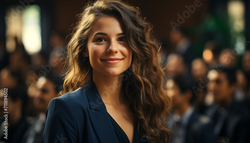 Wallpaper Mural Smiling young woman, confident and cheerful, looking at camera generated by AI Torontodigital.ca