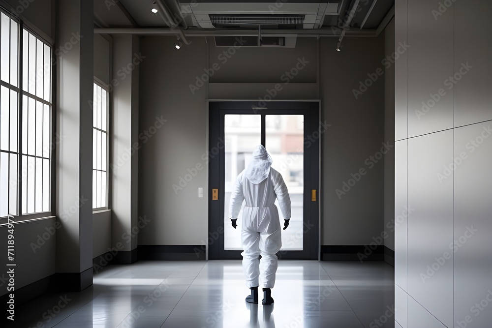 Janitor in protective suit Janitor in protective suit