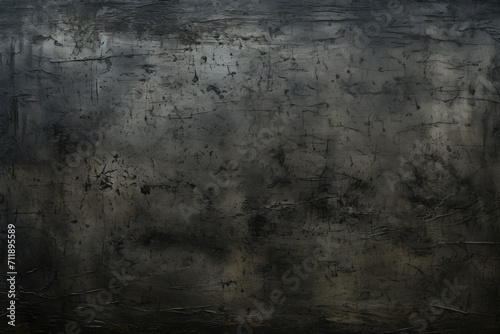 the black textured surface of a grungy background