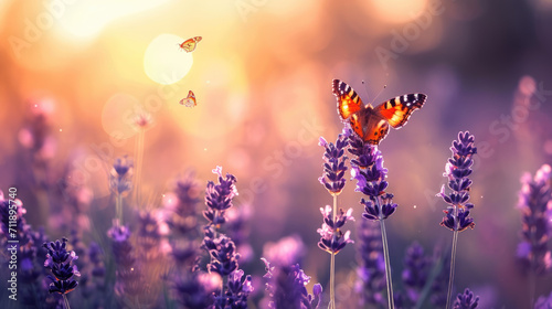 Summer Beauty: Lavender Field and Butterflies © B & G Media