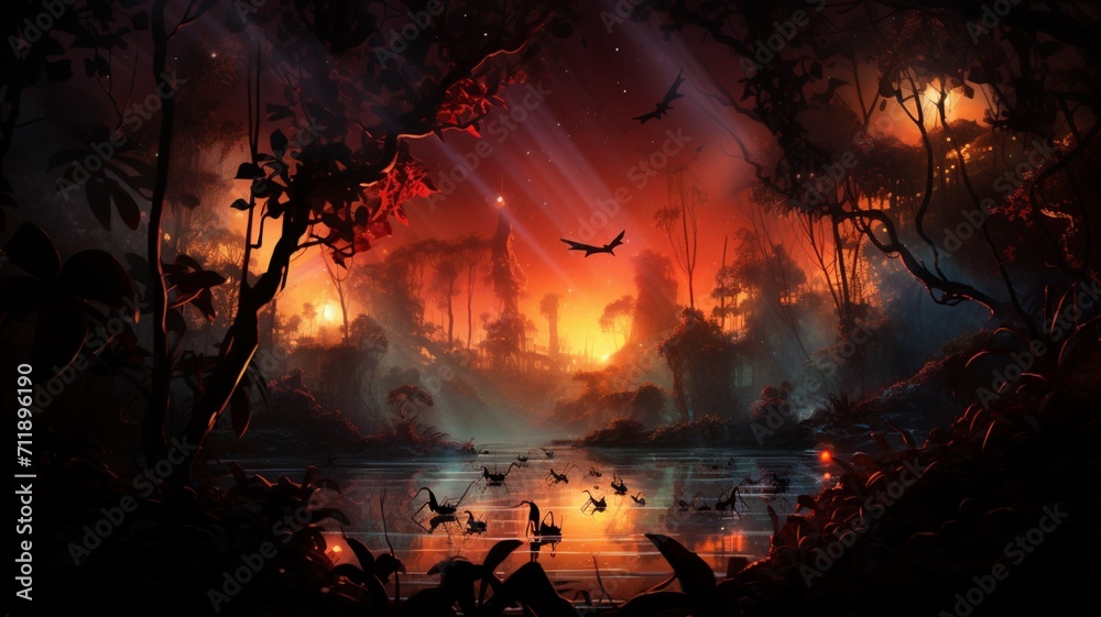 Jungle ants cinematic lighting fantasy background AI generated picture