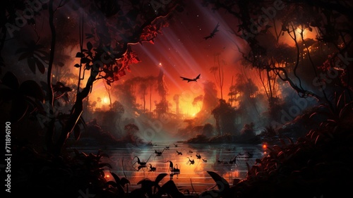 Jungle ants cinematic lighting fantasy background AI generated picture