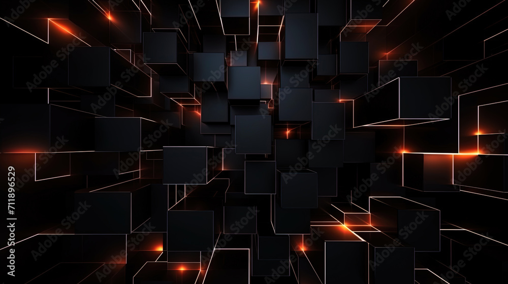Dark background with geometric shapes located in a chaotic manner Dark background with geometric shapes located in a chaotic manner
