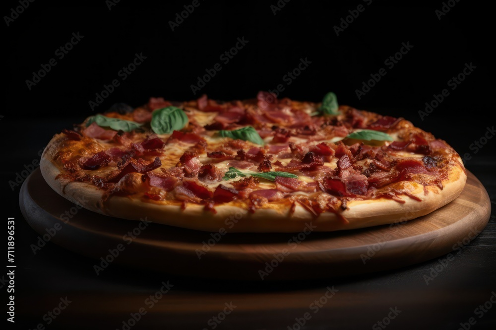 delicious pizza with salami and cheese delicious pizza with salami and cheese