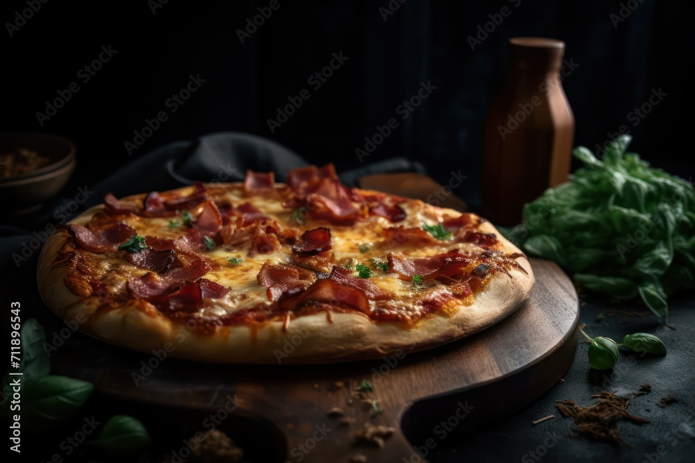 delicious pizza with salami and cheese delicious pizza with salami and cheese