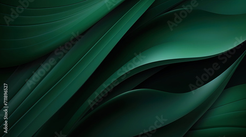 Dark green organic background with large leaves and smooth crooked lines