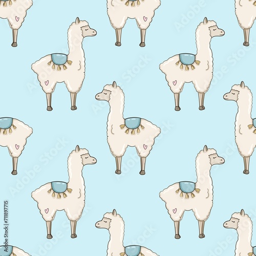 seamless pattern with cute lama