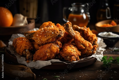 crispy chicken hot wings fried, chicken wings on a plate