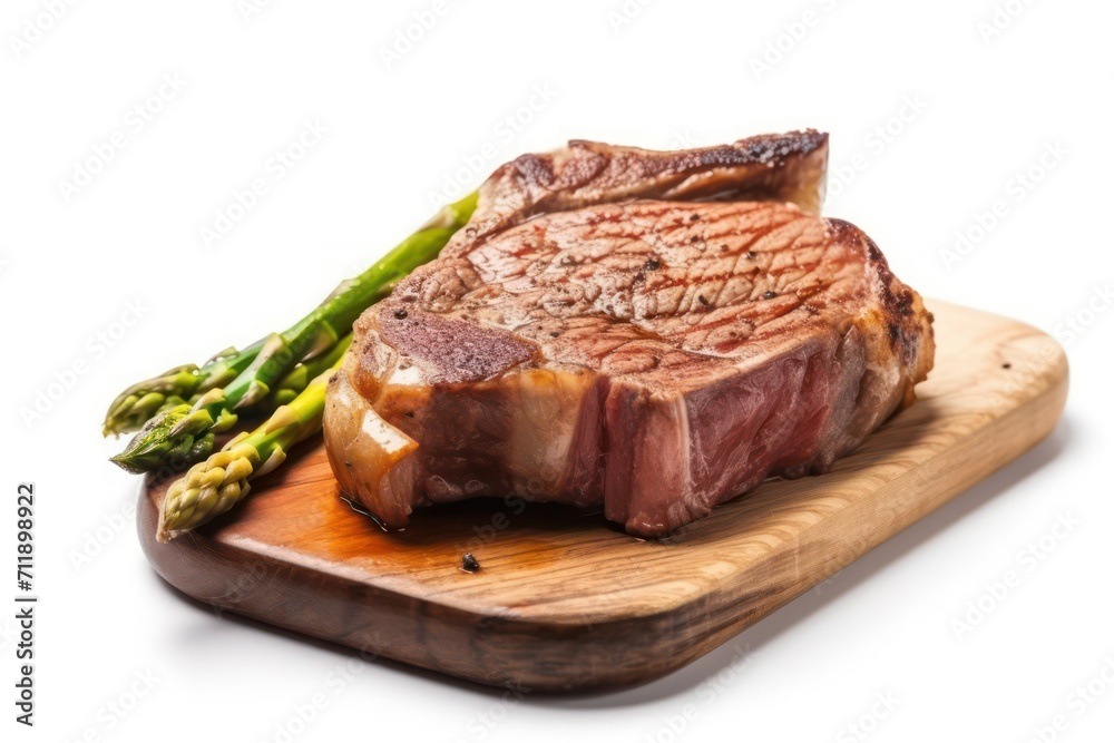 grilled steak on wood board