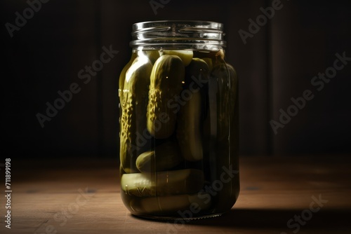 pickled cucumbers in glass jar