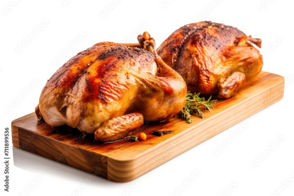 roasted chicken on a white background