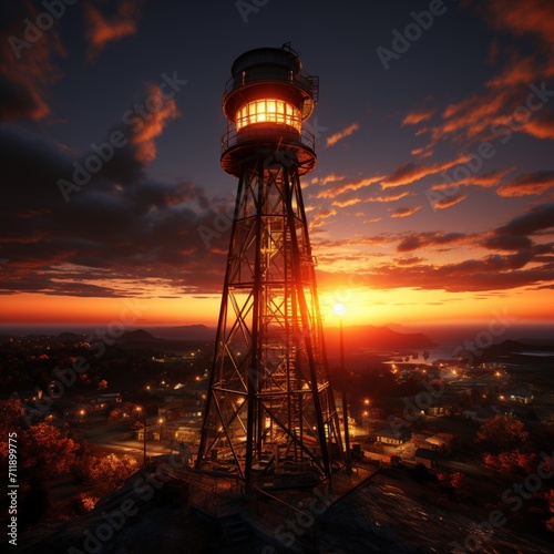 Light house view at the sunset Fantasy graphics background wallpaper AI generated picture