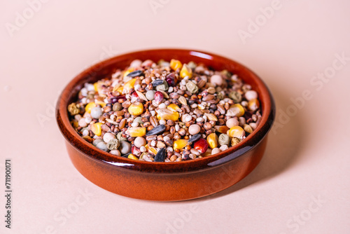 Assorted bird seed, feed for racing pigeons