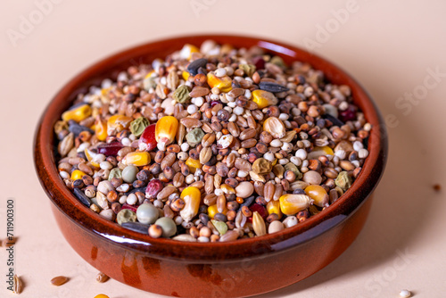 Assorted bird seed, feed for racing pigeons