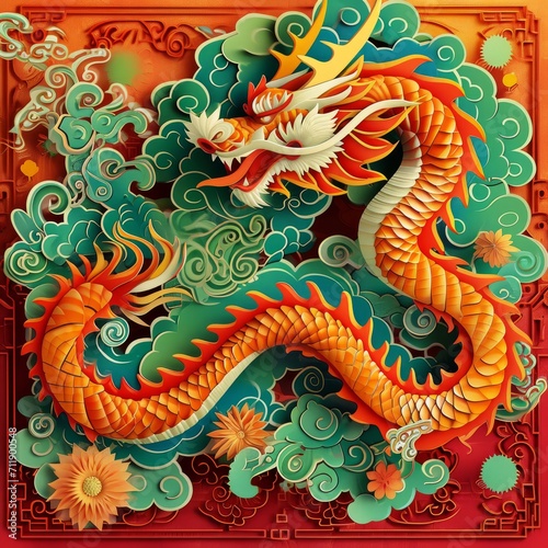 Happy chinese new year, year of the dragon zodiac sign © Absent Satu