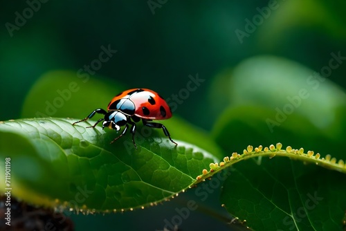 ladybug on leaf Generated with AI. © dreak
