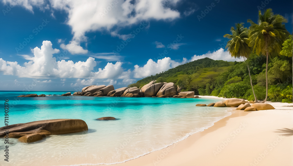 tropical sunny beach in Seychelles