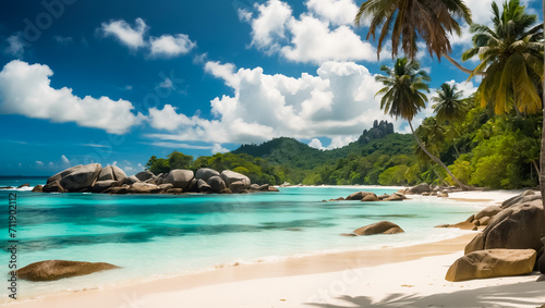 beautiful sunny beach in Seychelles