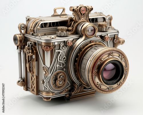 Retro antique vintage camera isolated on whiteRetro antique vintage camera isolated on white