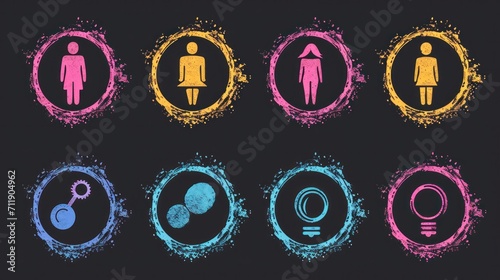 Vector illustration of gender symbols. Male and female icon set photo