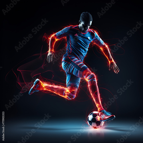 Soccer player in the movement with the ball, ai generated   © Stefan Freytag